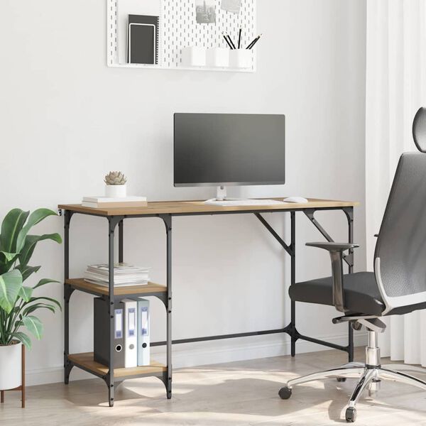 vidaXL Skrifbor&eth; Artisan Eik 120 x 50 x 75 cm Samsettur vi&eth;ur