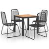vidaXL 5 Parta Gar&eth;bor&eth;stofusett PVC Rattan Svart og Br&uacute;nn