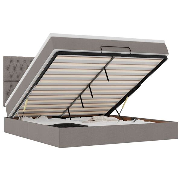 vidaXL Ottoman r&uacute;m me&eth; d&yacute;nu Taupe 180x200 cm Efni