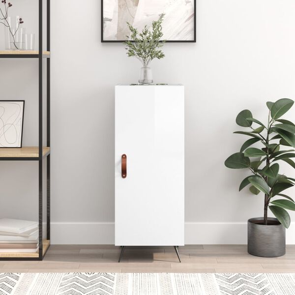 vidaXL Skenkur H&aacute;glansandi Hv&iacute;tur 34,5x34x90 cm Samsettur Vi&eth;ur