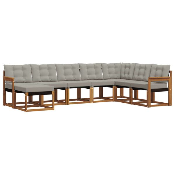 vidaXL &Uacute;ti s&oacute;fasett me&eth; p&uacute;&eth;i 8 pcs N&aacute;tt&uacute;rulegt og Lj&oacute;st Gr&aacute;tt