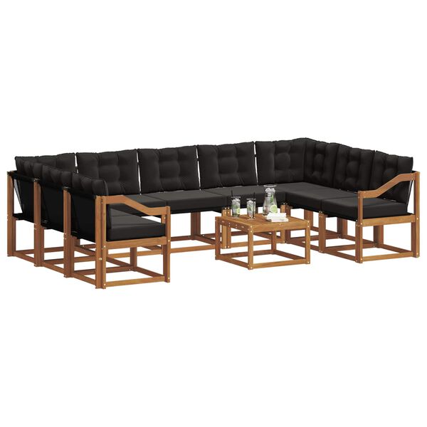 vidaXL &Uacute;ti s&oacute;fasett 10 pcs N&aacute;tt&uacute;rulegur og svartur Hrein akas&iacute;utr&eacute;