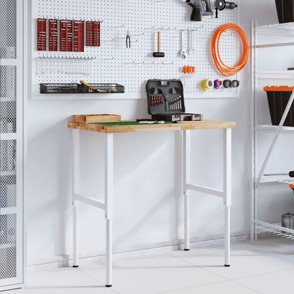 vidaXL Vinnubekkur 100x60x(73-99,5)cm R&eacute;tthyrningslaga Gegnheil Akas&iacute;a