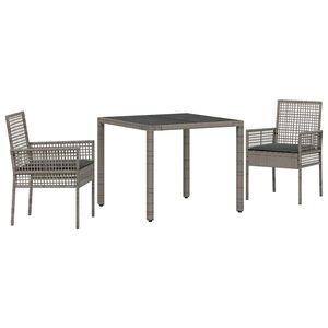vidaXL Gar&eth;ur bor&eth;sett 3 pcs Gr&aacute;r p&oacute;l&yacute;rattan