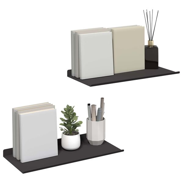 vidaXL Flj&oacute;tandi skrifbor&eth; 2 pcs Svart 40 x 17,5 x 2,5 cm St&aacute;l