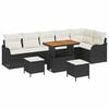 vidaXL Gar&eth;s&oacute;fa sett me&eth; p&uacute;&eth;i 9 pcs Svartur p&oacute;l&yacute;rattan
