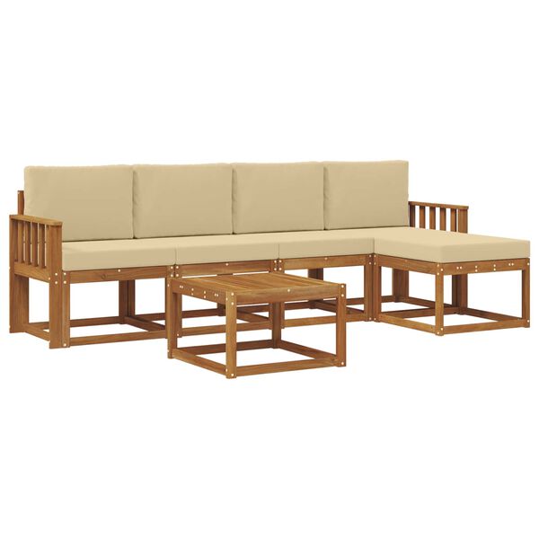 vidaXL &Uacute;ti s&oacute;fasett me&eth; p&uacute;&eth;i 6 pcs N&aacute;tt&uacute;rulegt og B&eacute;ig Hrein akas&iacute;utr&eacute;