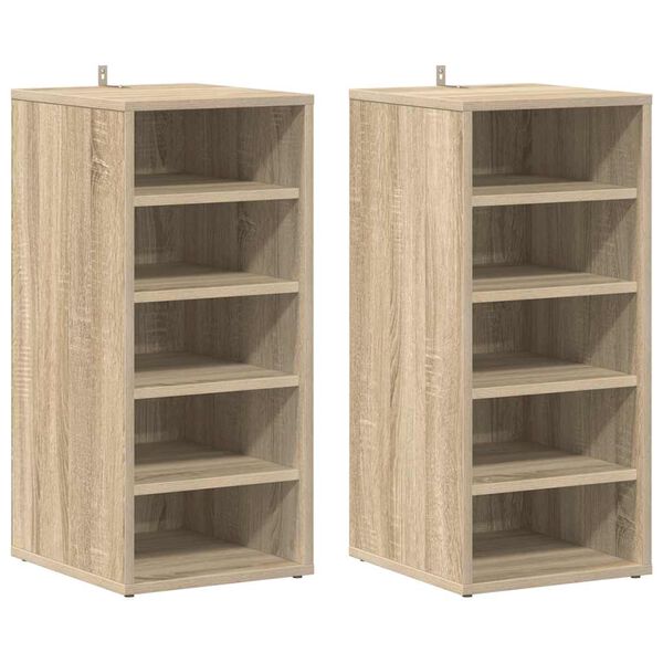 vidaXL Skóskápar 2 stk. Sonoma Eik 31,5x35x70 cm Samsettur Viður