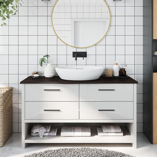 vidaXL Ba&eth;herbergisbor&eth;plata D&ouml;kkbr&uacute;n 100x40x2 cm Me&eth;h&ouml;ndla&eth;ur Vi&eth;ur