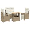vidaXL 4 Hluta Gar&eth;bor&eth;stofusett me&eth; Sessum Drappa&eth; P&oacute;l&yacute;rattan