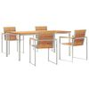 vidaXL Garður borðsett 5 pcs Brúnn Solid teak viður