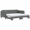 vidaXL Svefns&oacute;fi me&eth; Hj&oacute;lapl&ouml;tu og D&yacute;num D&ouml;kkgr&aacute;r 90x190 cm Efni