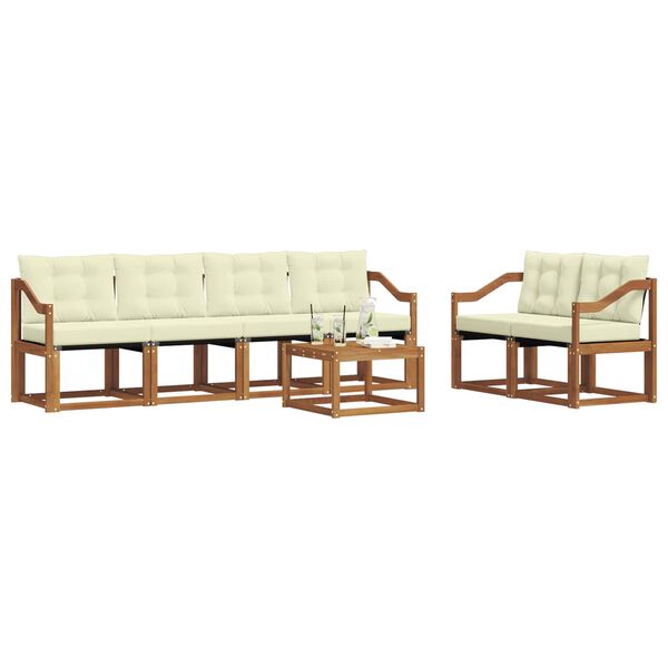 vidaXL &Uacute;ti s&oacute;fasett me&eth; p&uacute;&eth;i 7 pcs N&aacute;tt&uacute;rulegt og Krem