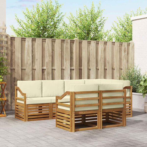 vidaXL Sofav&ouml;ruuppsettning 7 pcs N&aacute;tt&uacute;rulegt og Krem Hrein akas&iacute;utr&eacute;