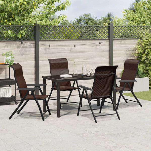 vidaXL Gar&eth;ur bor&eth;sett 5 pcs Br&uacute;nn Poly rattan