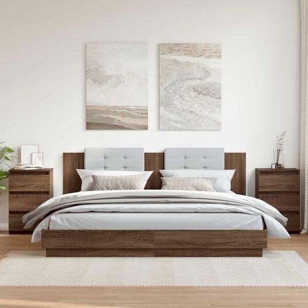 vidaXL N&aacute;ttbor&eth; 2 stk. Br&uacute;n Eik 40x35x62,5 cm Samsettur vi&eth;ur