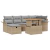 vidaXL Gar&eth;s&oacute;fa sett me&eth; p&uacute;&eth;i 7 pcs Drapplita&eth;ur p&oacute;l&yacute;rattan