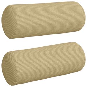 vidaXL Bolster P&uacute;&eth;ar 2 pcs Gr&aacute;r gr&aelig;nn &Oslash; 15 x 40 cm Korduroy efni