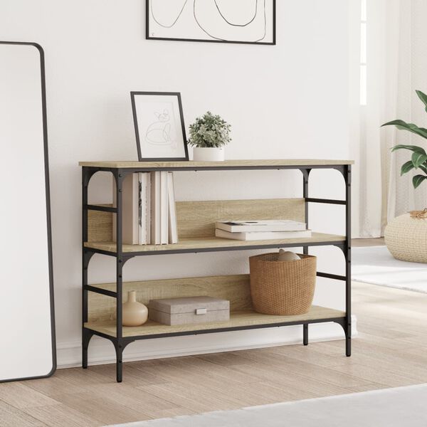 vidaXL Veggbor&eth; Sonoma Eik 100x32x75 cm Samsettur Vi&eth;ur