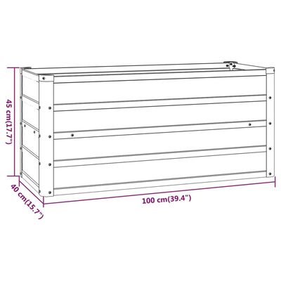 vidaXL Upphækkaður Ræktunarkassi Ryðbrúnn 100x40x45 cm Sinkhúðað Stál