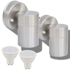 vidaXL LED &Uacute;tivegglj&oacute;s 2 stk Ry&eth;fr&iacute;tt St&aacute;l Ni&eth;ur &aacute; Vi&eth;