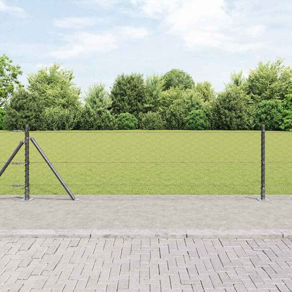 vidaXL Gir&eth;ingarp&oacute;stur Gr&aacute;r 25 x 0,5 m (50 mm net) St&aacute;l