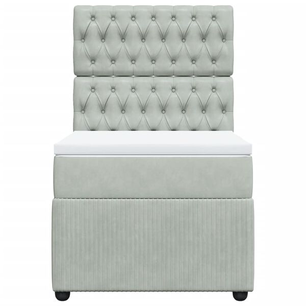 vidaXL H&oacute;lfa&eth; Springr&uacute;m Lj&oacute;sgr&aacute;tt 100x200 cm Flauel