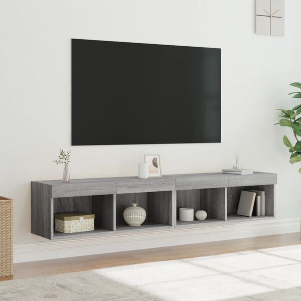 vidaXL Sj&oacute;nvarpssk&aacute;par me&eth; LED Lj&oacute;sum 2 stk. Gr&aacute;r Sonoma 80x30x30 cm