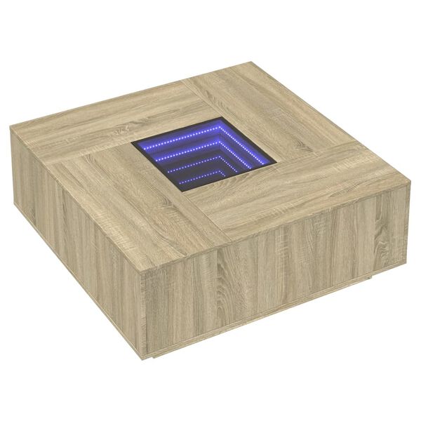 vidaXL S&oacute;fabor&eth; me&eth; &Oacute;endanleika LED Sonoma Eikarlitur 100x100x40 cm