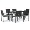 vidaXL 7 Hluta Gar&eth;bor&eth;stofusett me&eth; Sessum P&oacute;l&yacute;rattan og St&aacute;l