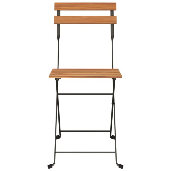 vidaXL samanbrjótanlegir Bistrostólar 2 stk gegnheilviðartekk og stáli