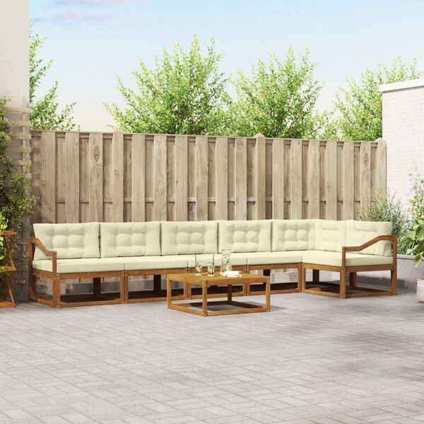 vidaXL &Uacute;ti s&oacute;fasett me&eth; p&uacute;&eth;i 7 pcs N&aacute;tt&uacute;rulegt og Krem