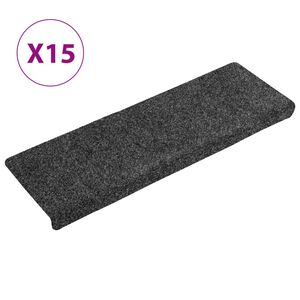 vidaXL Stigamottur sj&aacute;lfl&iacute;mandi 15 stk 65x21x4 cm d&ouml;kkgr&aacute;ar r&eacute;tthyrndar br&uacute;nir