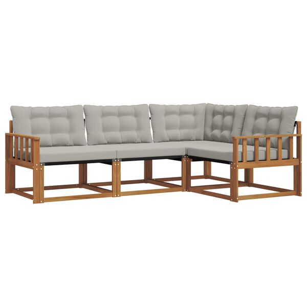 vidaXL &Uacute;ti s&oacute;fasett me&eth; p&uacute;&eth;i 4 pcs N&aacute;tt&uacute;rulegt og Lj&oacute;st Gr&aacute;tt