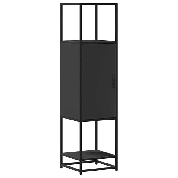 vidaXL Highboard Svartur 35,5x35x139 cm Hanna&eth;ur vi&eth;ur og m&aacute;lmur