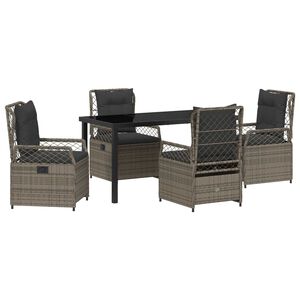 vidaXL Gar&eth;ur bor&eth;sett 5 pcs Gr&aacute;r p&oacute;l&yacute;rattan