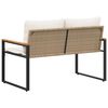 vidaXL Bekkur me&eth; p&uacute;&eth;i Beige og rj&oacute;ma hv&iacute;tur 115 x 65 x 72 cm Rattan