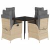vidaXL 5 Hluta Gar&eth;bor&eth;sett me&eth; Sessum Drappa&eth; P&oacute;l&yacute;rattan