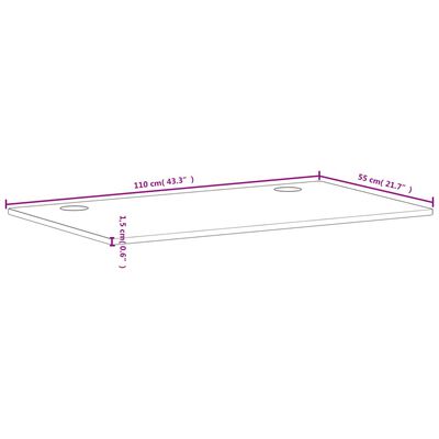 vidaXL Skrifborðsplata 110x55x1,5 cm Gegnheilt Beyki