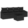 vidaXL S&oacute;fasett me&eth; p&uacute;&eth;i me&eth; geymslu 5 pcs Svartur p&oacute;l&yacute;rattan
