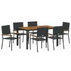 vidaXL Gar&eth;ur bor&eth;sett 7 pcs Svartur p&oacute;l&yacute;rattan