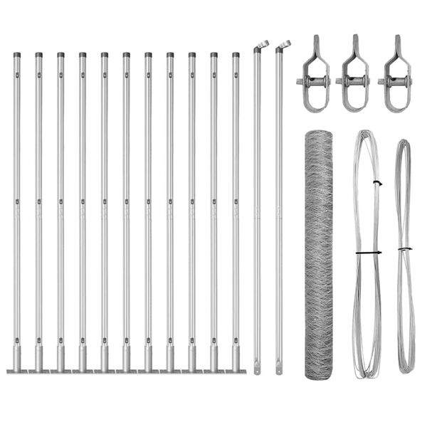 vidaXL Gir&eth;ingarp&oacute;stur Silfur 25 x 1 m (36 mm net) St&aacute;l