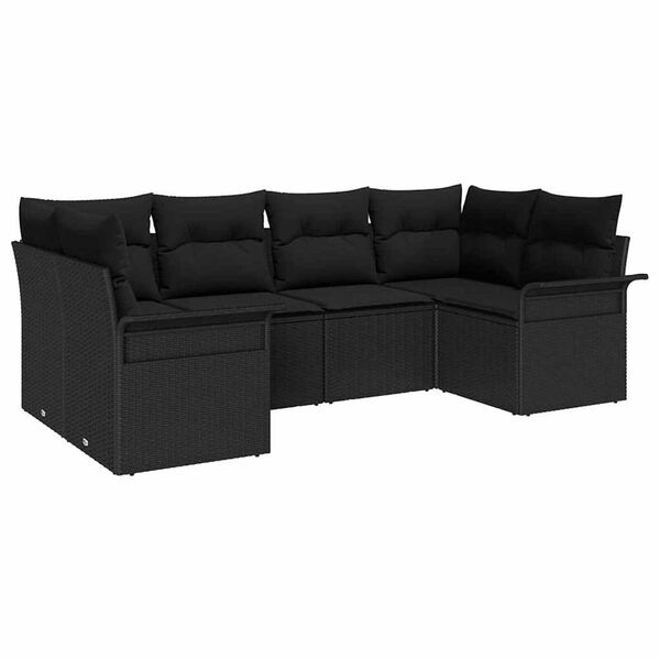 vidaXL Gar&eth;s&oacute;fa sett me&eth; p&uacute;&eth;i me&eth; geymslu 6 pcs Svartur Poly rattan