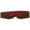 vidaXL 9 Hluta Gar&eth;setustofusett me&eth; Sessum P&oacute;l&yacute;rattan Br&uacute;nt