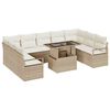 vidaXL Gar&eth;s&oacute;fa sett me&eth; p&uacute;&eth;i 10 pcs Beige og krem p&oacute;l&yacute;rattan