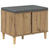 vidaXL Hallarbekk Handverks Eik 60 x 38 x 46 cm Virkur tr&eacute; og d&uacute;kur