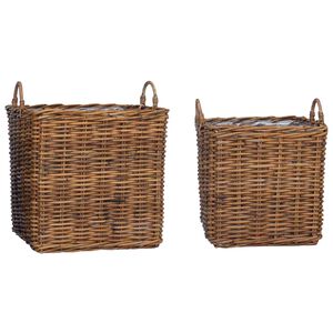 vidaXL Pl&ouml;ntu k&ouml;rfa me&eth; geymslu 2 pcs Br&uacute;nn Lacak Rattan
