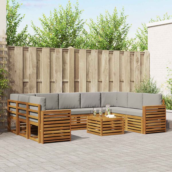 vidaXL S&oacute;fasett 10 pcs N&aacute;tt&uacute;rulegt og Lj&oacute;st Gr&aacute;tt Hrein akas&iacute;utr&eacute;