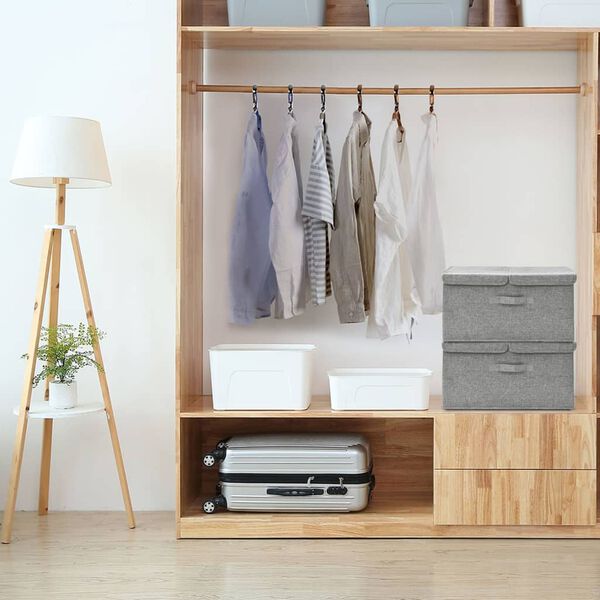 vidaXL Geymslukassar 2 stk. Efni 50x30x25 cm Gráir