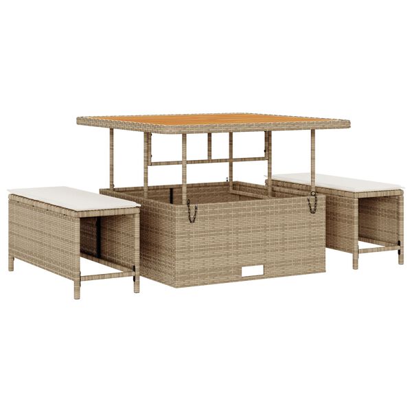 vidaXL Garðsófa sett með púði með geymslu 13 pcs Beige og krem